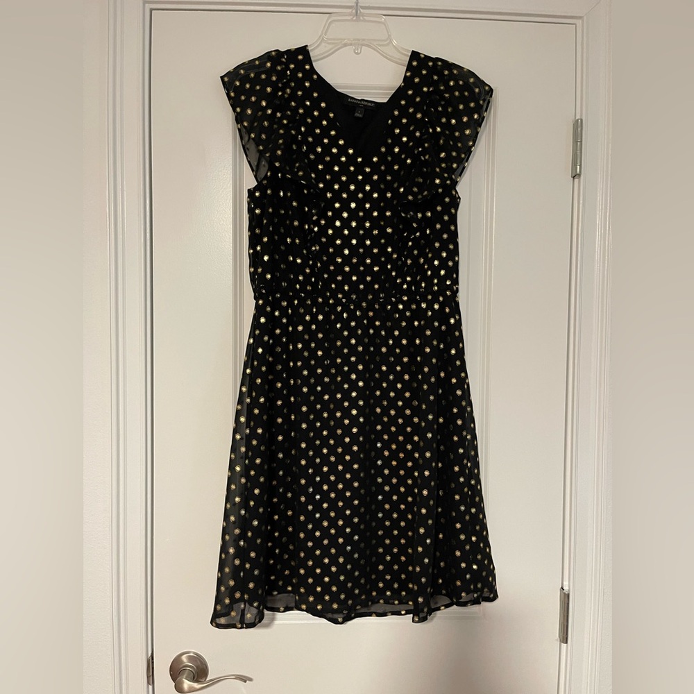 Banana Republic Black and Gold Polka Dot Dress, size S